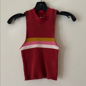Sleeveless Red Knit Top Racerback